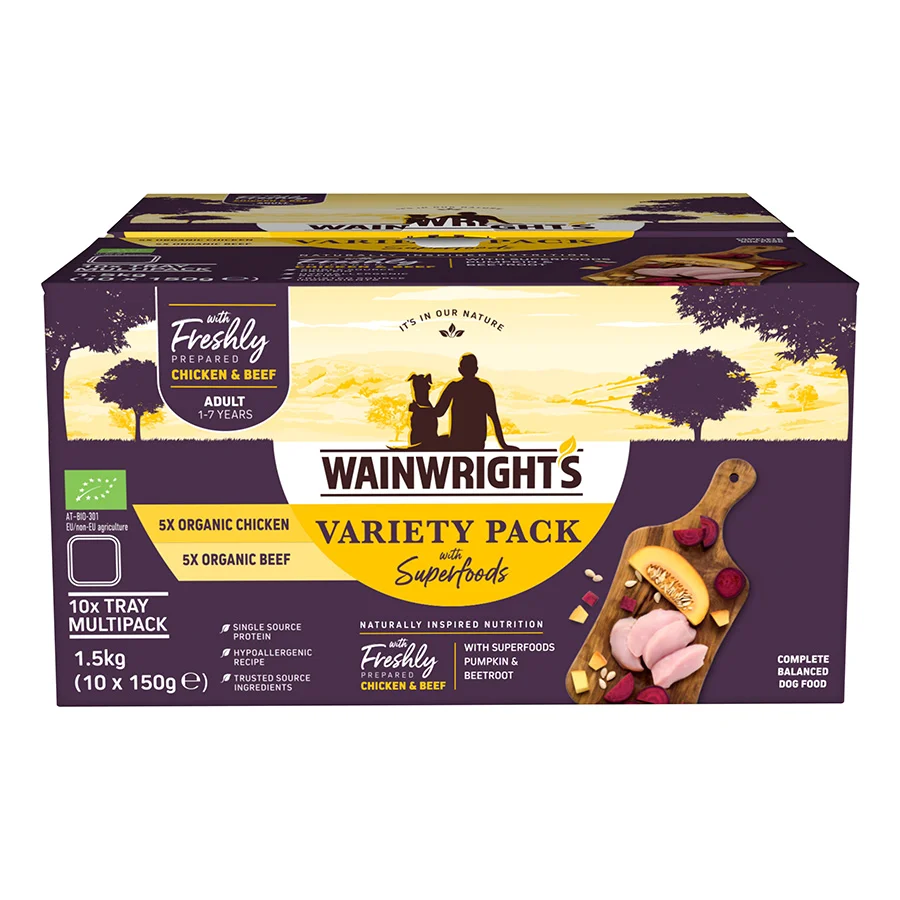 Practical Wainwright x27 s Organic Chicken Beef with Superfoods Wet Adult Dog Food 10x150g Durable