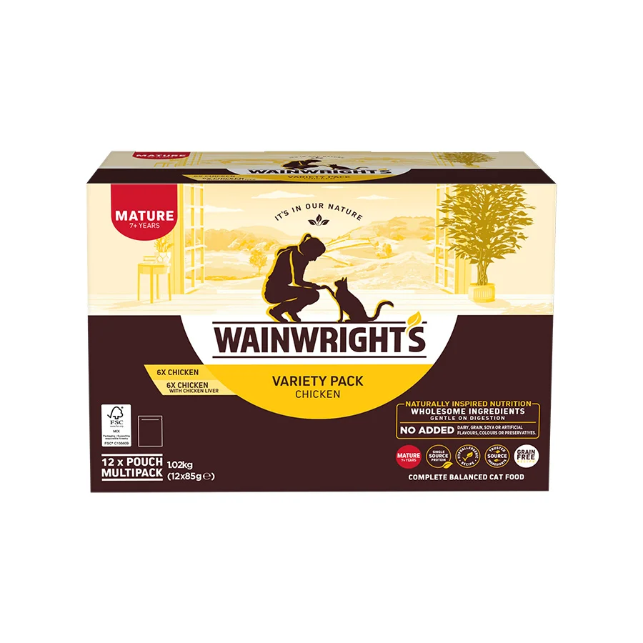 Fashionable Wainwright x27 s Grain Wet Mature Cat Food Variety Pack Chicken 12 x 85g Original Design