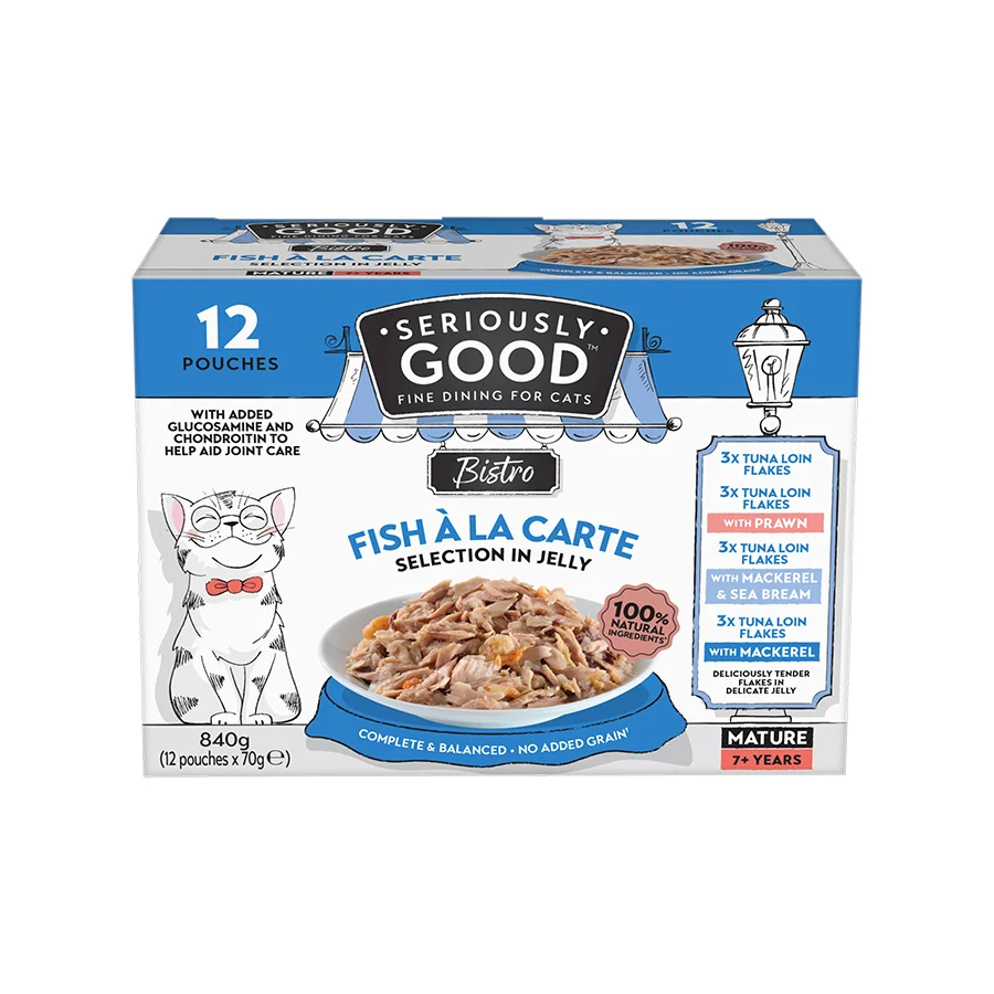 Trusted Seriously Good A La Carte Selection Wet Mature Cat Food Fish in Jelly Selected