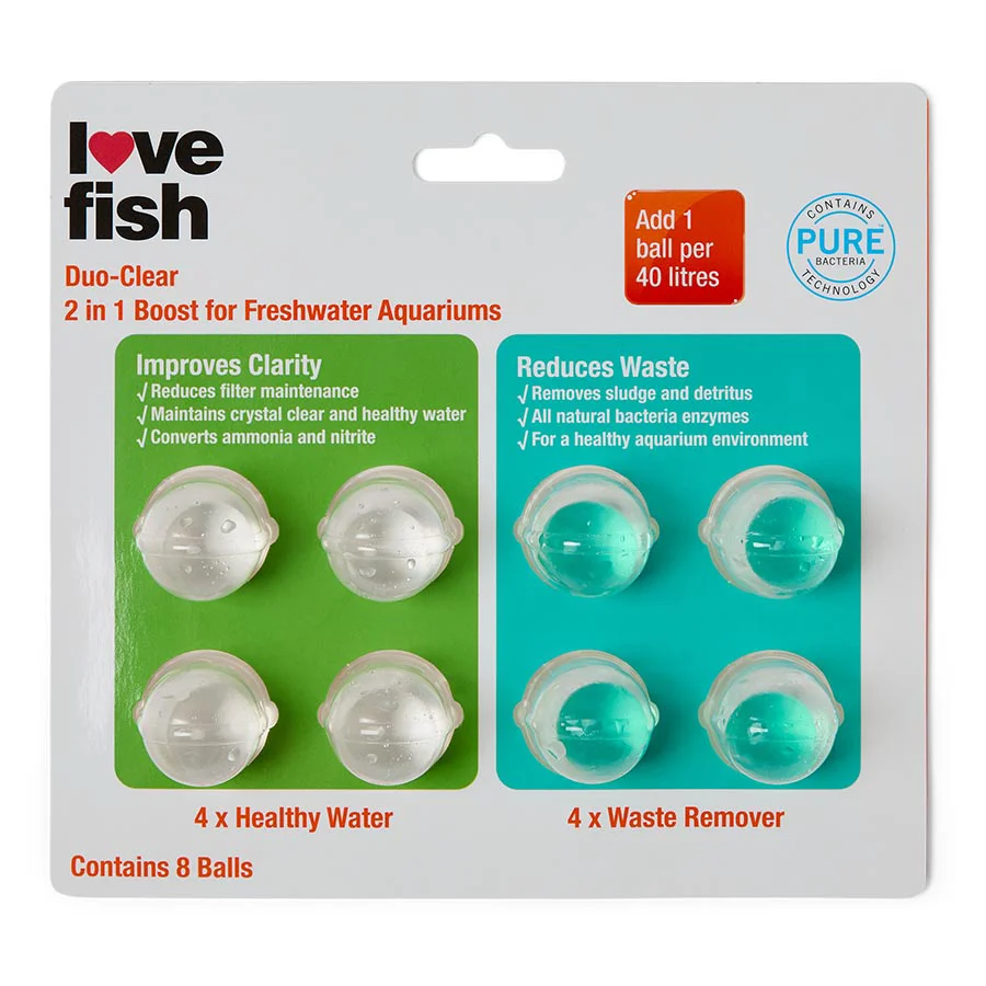 Stylish Love Fish Duo-Clear Healthy Water and Waste Remover Gel Bio Balls 8 Pack Selected