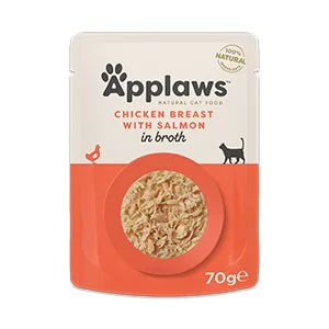 Lightweight Applaws Natural Wet Adult Cat Food Chicken Breast with Salmon in Broth 70g Exclusive