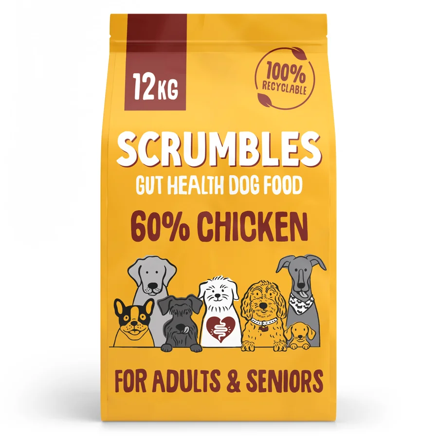 Breathable Scrumbles Complete Dry Adult and Senior Dog Food Chicken 12kg Modern