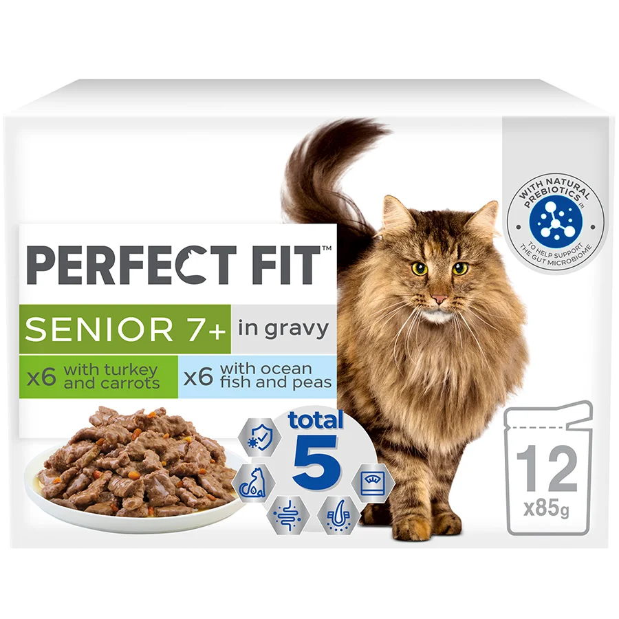Smooth Fit Advanced Nutrition Wet Senior Cat Food Mixed 12 x 85g Pouches Original Design