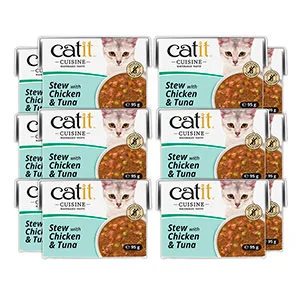 High-Grade Catit Cuisine Wet Adult Cat Food Chicken and Tuna Stew 12 x 95g Selected