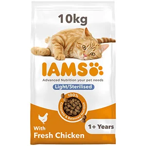 Dependable Iams Light in Fat Dry Adult Senior Cat Food Chicken 10kg Lightweight