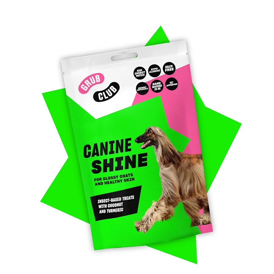 High-Quality Grub Club Canine Shine Insect-Based Dog Treats with Coconut Turmeric 100g Clean
