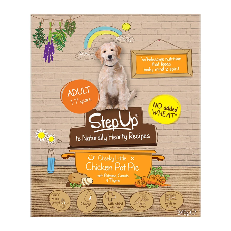 World-Class Step Up To Naturals Cheeky Little Chicken Pot Pie Wet Adult Dog Food 395g Tray Easy-to-Use
