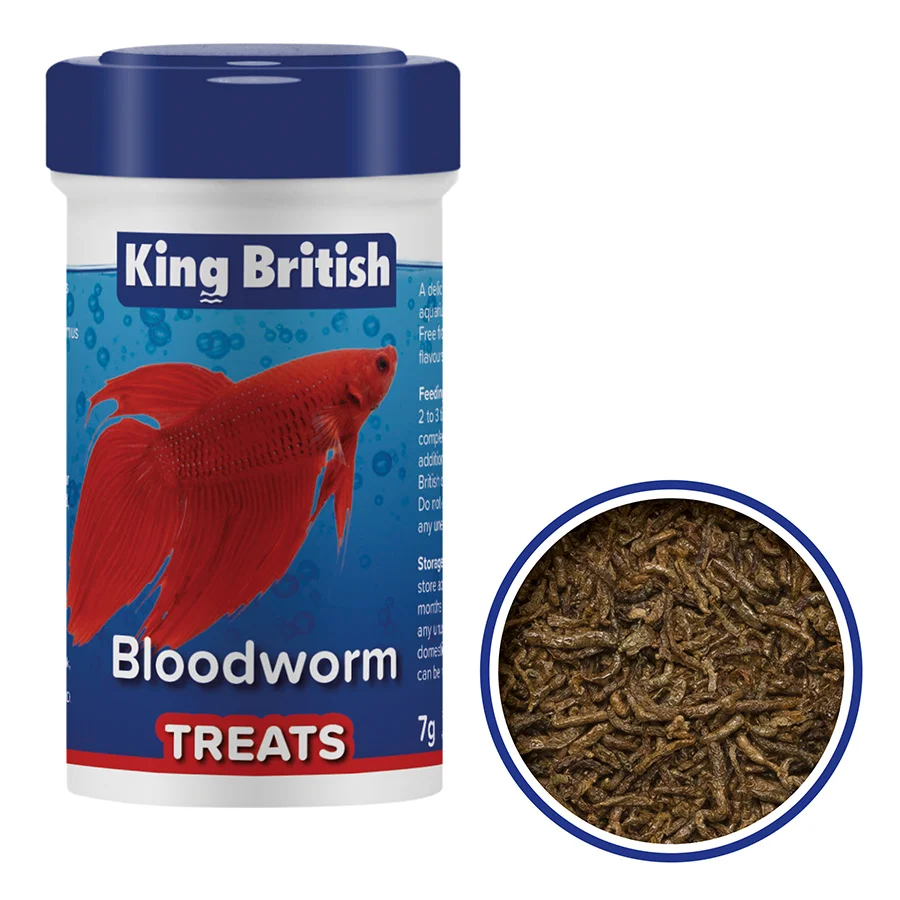 Healthy King British Bloodworm Treats for Aquarium Fish， Turtles Terrapins 7g Luxury