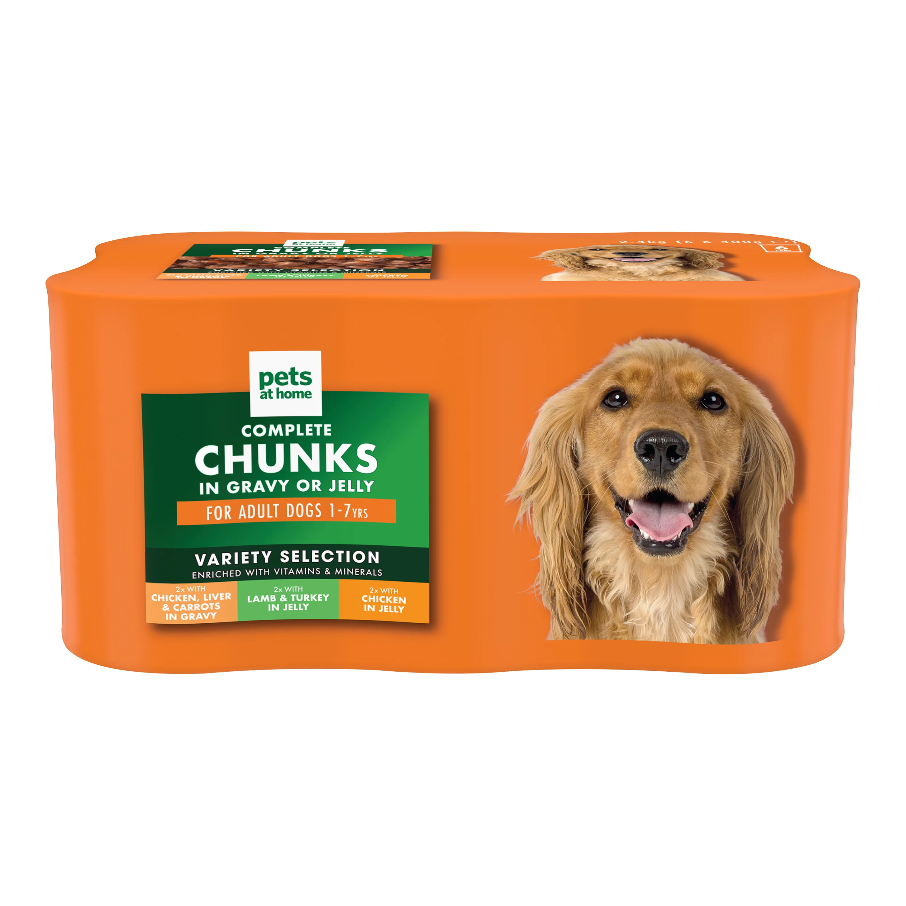 Durable Pets at Home Complete Chunks in Gravy Jelly Adult Wet Dog Food Variety 6x400g Modern