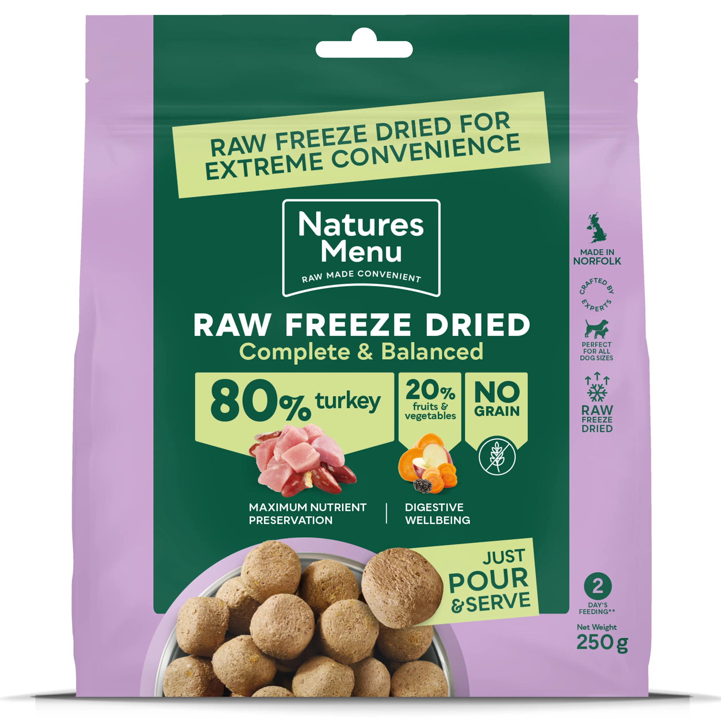 Lightweight Natures Menu Raw ze Dried Adult Dog Food Turkey Environmentally Friendly