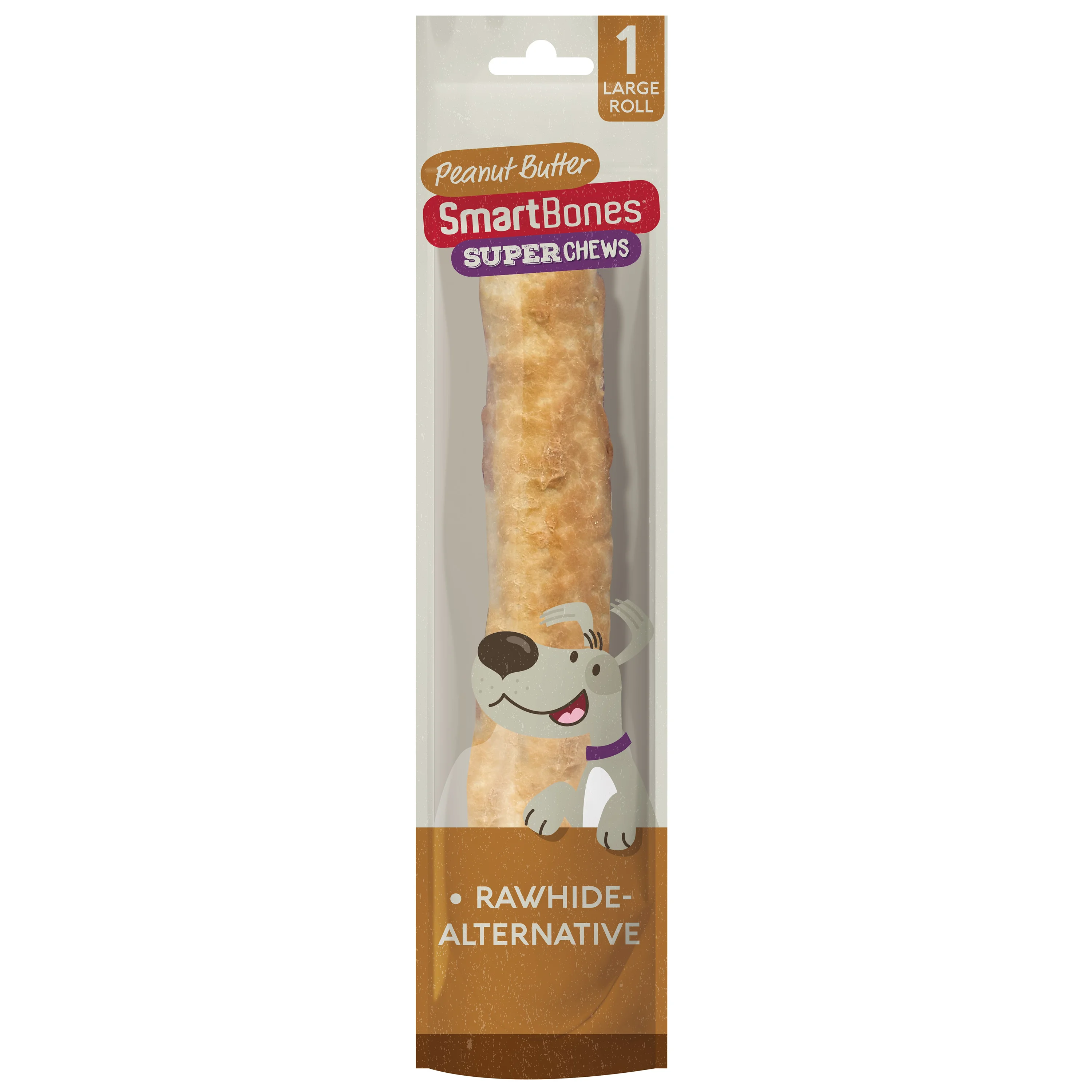Powerful SmartBones Super Chews Rawhide Peanut Butter Large Roll Dog Treat 80g Next-Generation