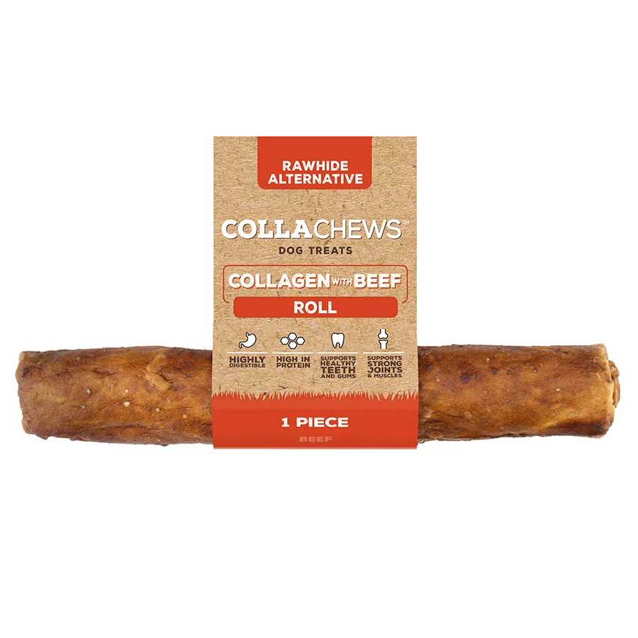 Premium Collachews Collagen Roll Dog Chew Treat Beef 15cm Professional