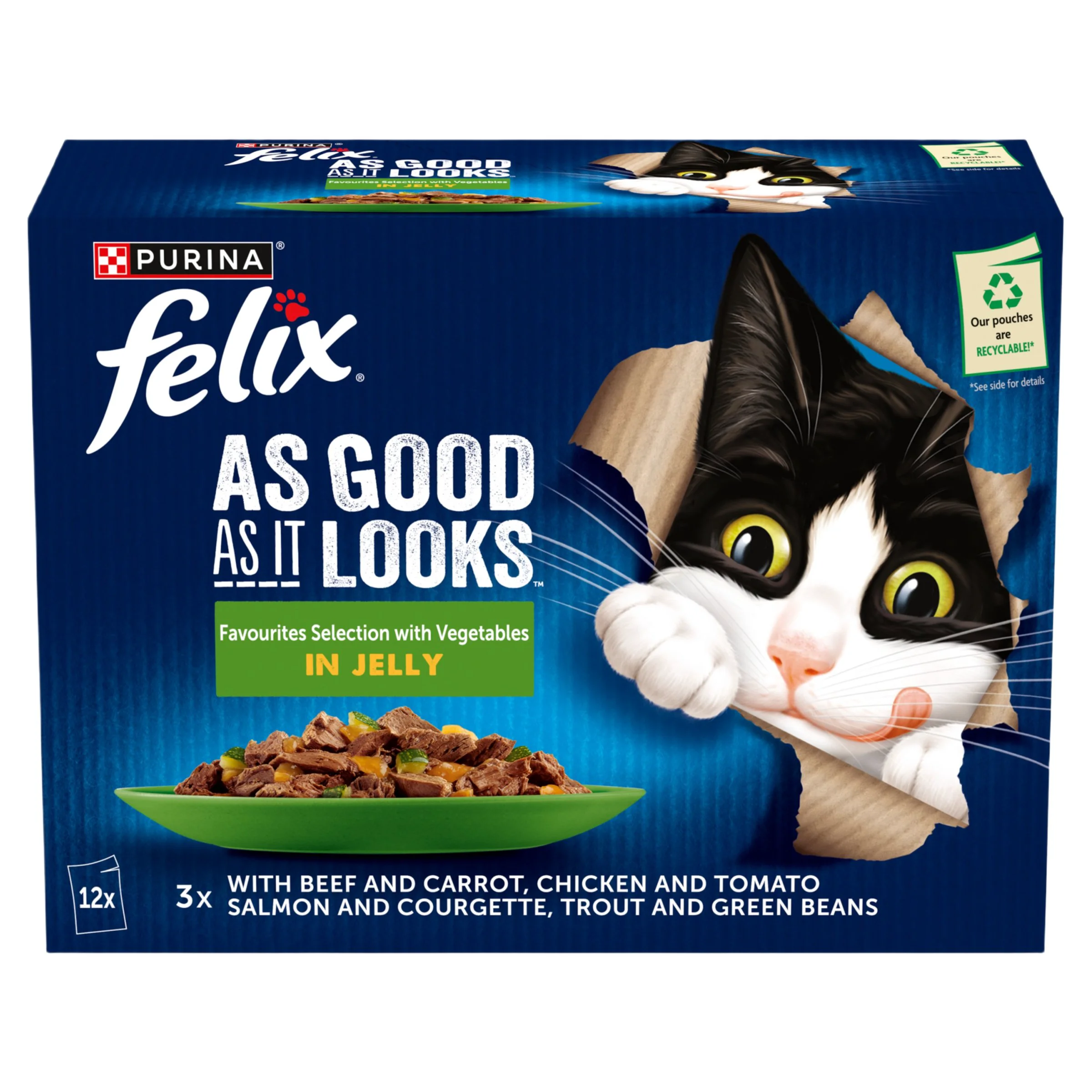 Organic Felix As Good As it Looks Adult Wet Cat Food Veg In Jelly Solid