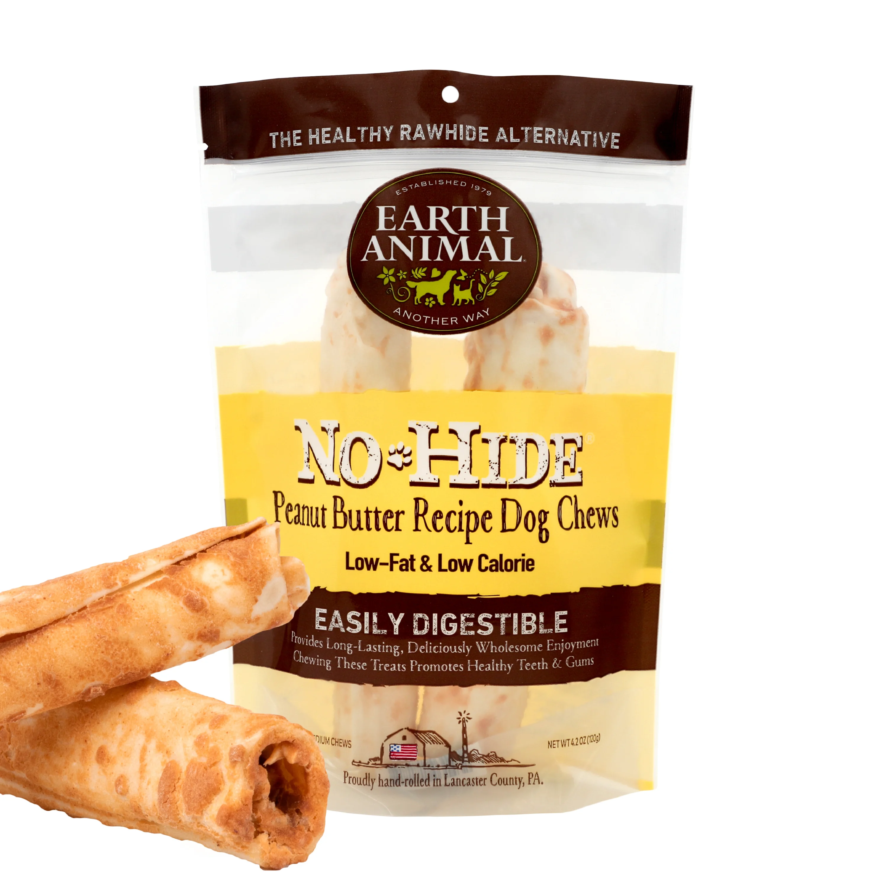 Sustainable Earth Animal No-Hide Dog Treat Chews Peanut Butter Medium x2 120g High-Quality