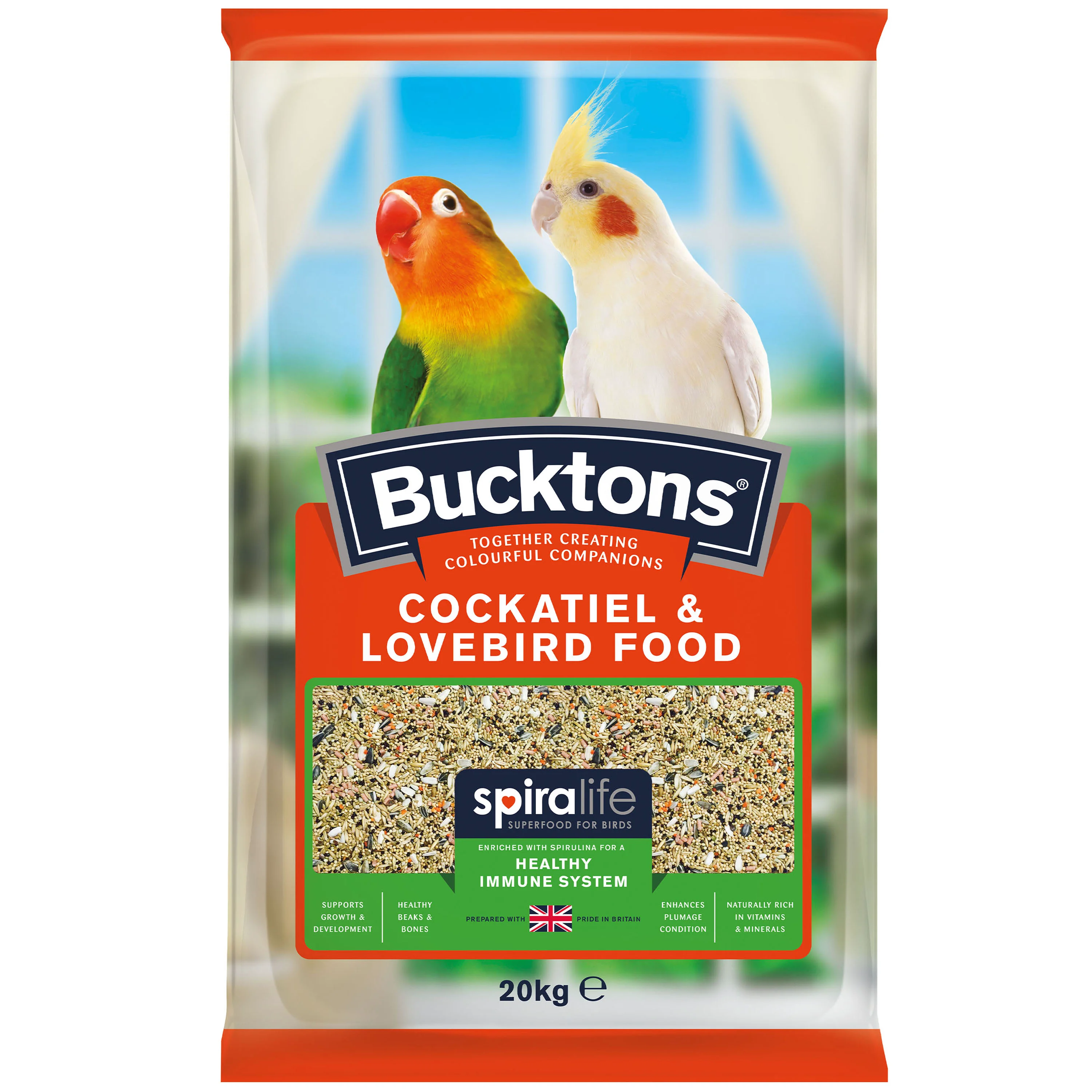 Clean Bucktons Cockatiel Lovebird Food 20kg Recyclable