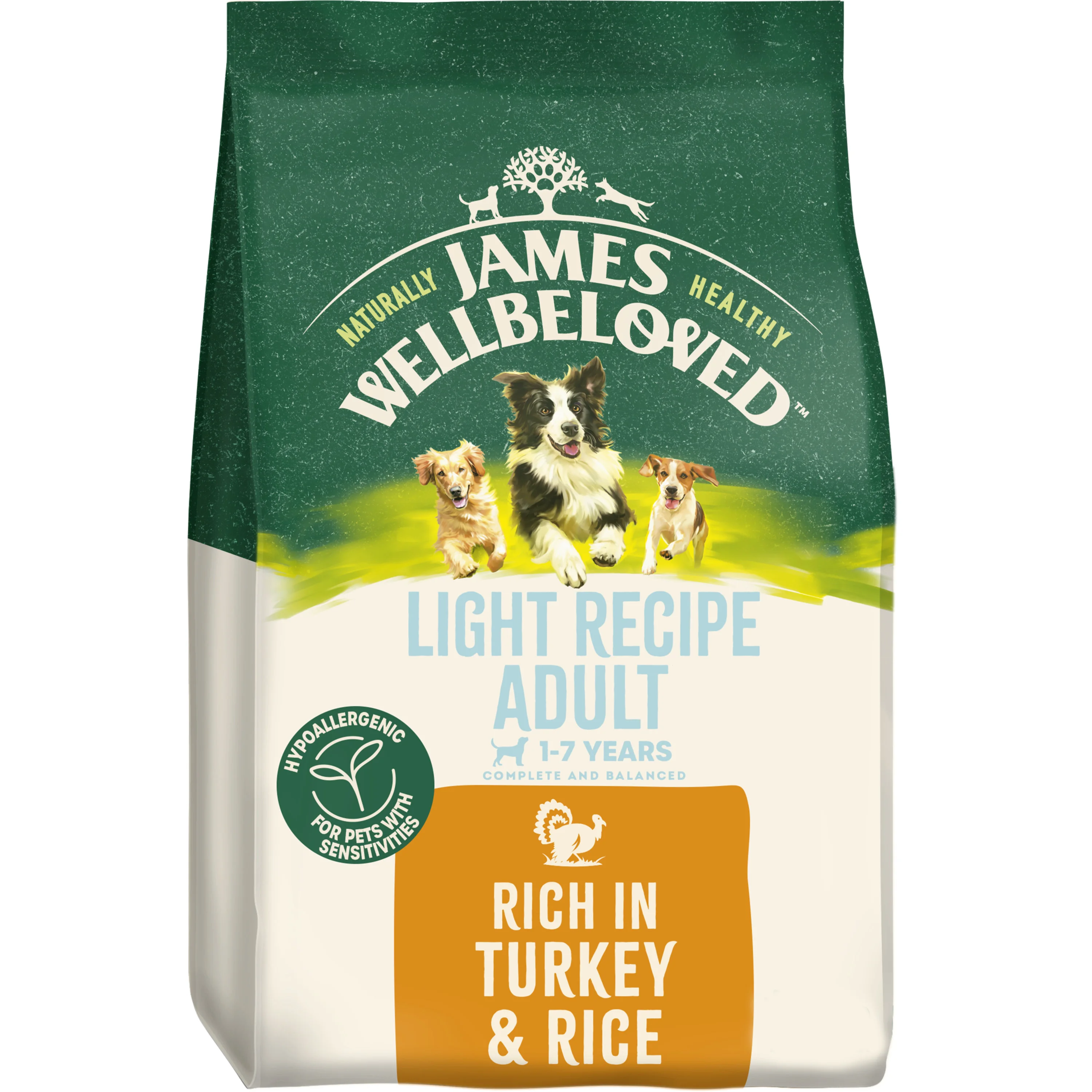 Professional James Wellbeloved Light Adult Dry Dog Food Turkey Rice Eco-Friendly