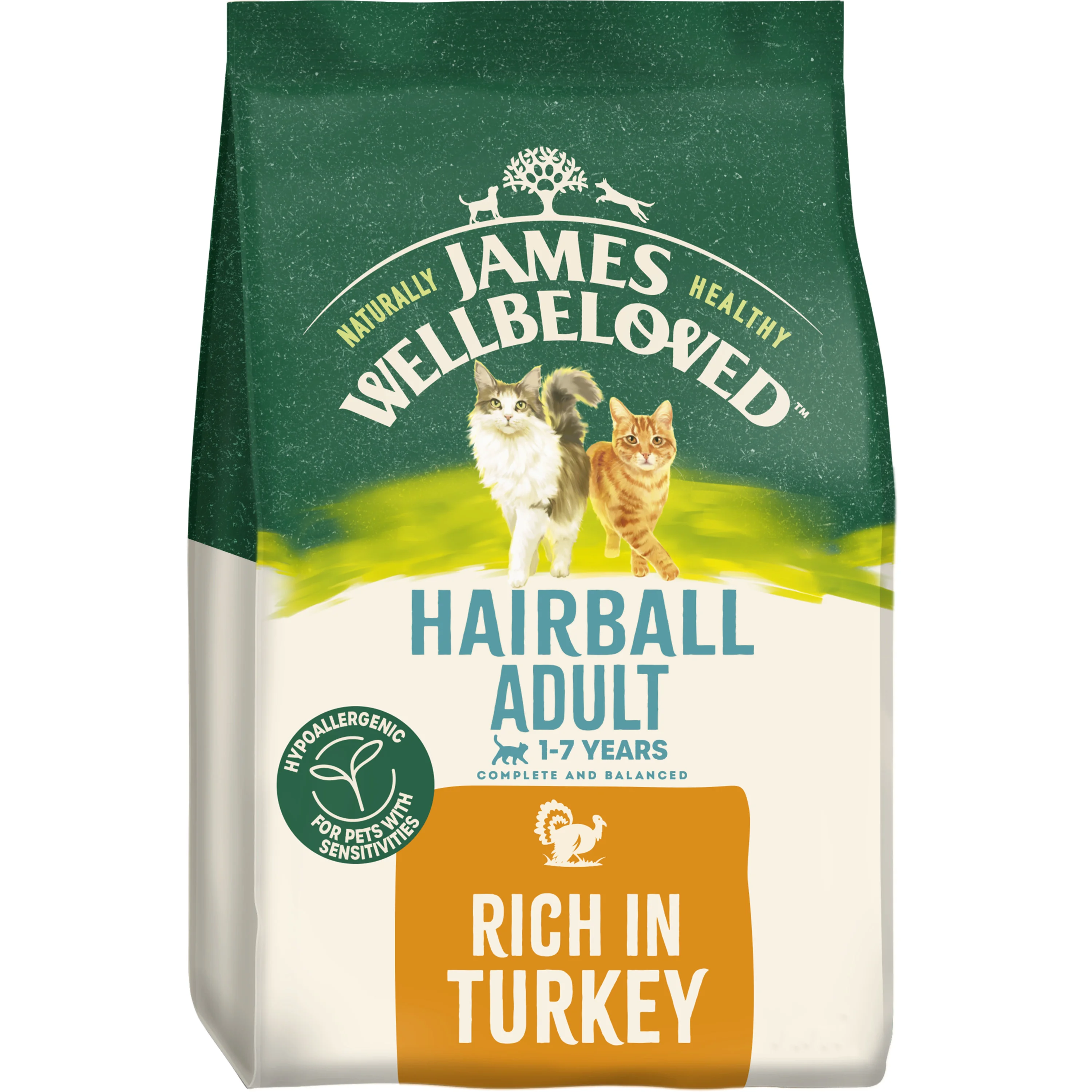 Traditional James Wellbeloved Hairball Adult Dry Cat Food Turkey Consistent