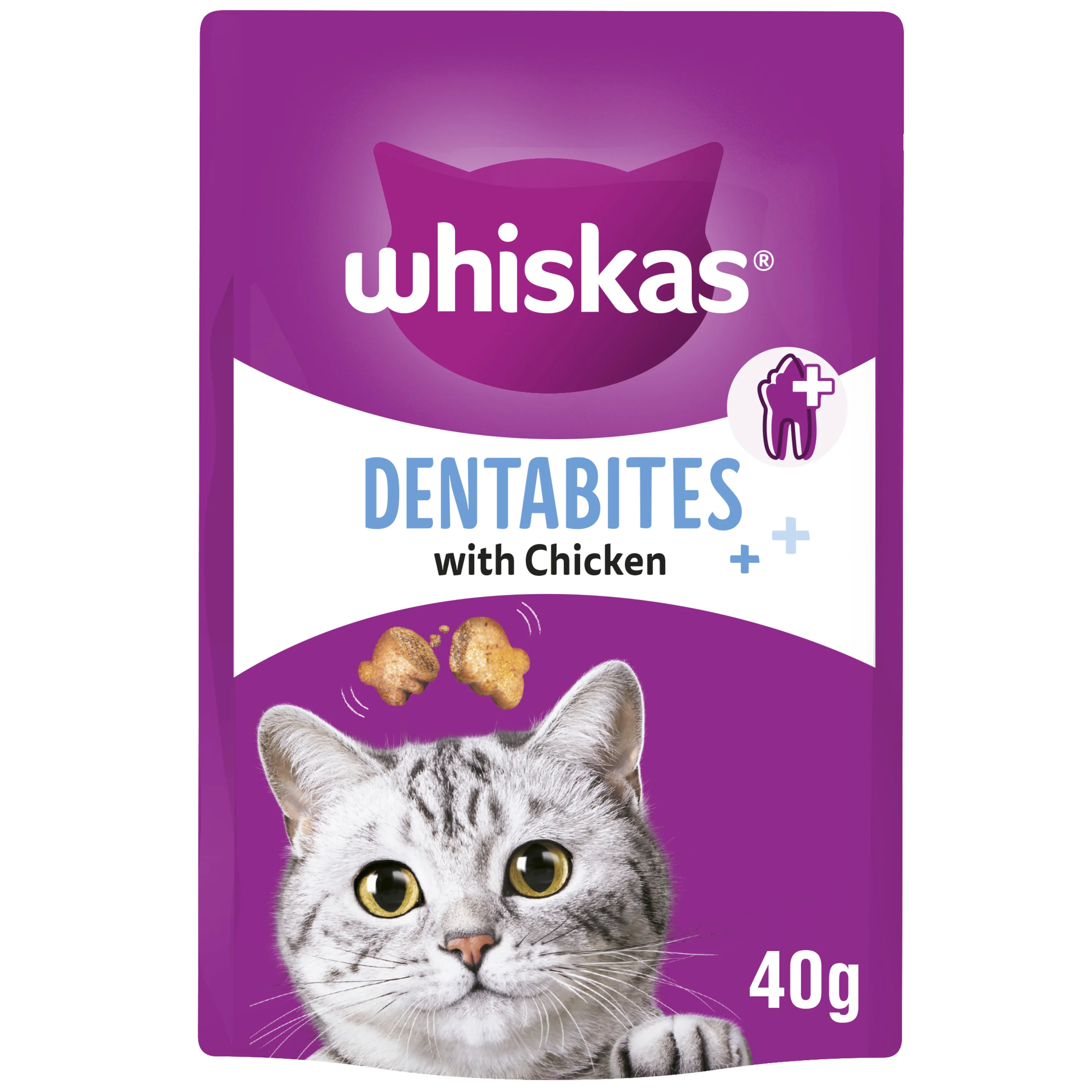 Easy-to-Use Whiskas Dentabites Adult Cat Treats with Chicken 40g Powerful